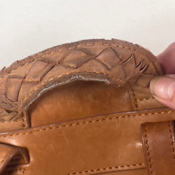 Vintage Liebeskind Berlin Brown Leather Backpack Adjustable Strap Zippered Woven - Picture 12 of 16